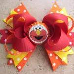 Elmo Inspired Hair Bow - Sesame Street Inspired..